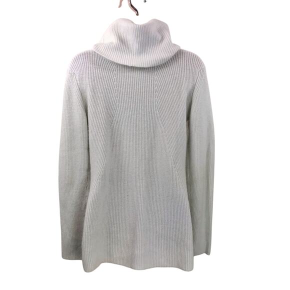 Gap Pure Mist White Cowl Neck Sweater Long Sleeve Ribbed Knit Rabbit Hair Blend - Picture 15 of 16